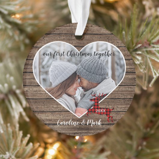 Custom Couple Unser erster Weihnachtsurlaub Ornament (Baum)