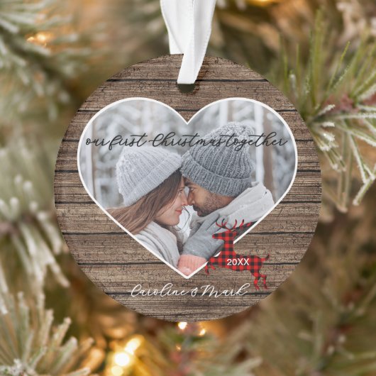 Custom Couple Unser erster Weihnachtsurlaub Ornament (Baum)