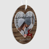 Custom Couple Unser erster Weihnachtsurlaub Ornament (Vorderseite)