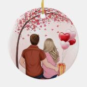 Custom Couple Valentine's Day Keramik Ornament (Hinten)