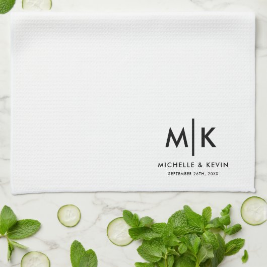 Custom Couple Wedding Modern Monogram Initials Geschirrtuch (Gefaltet)