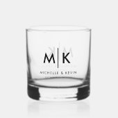 Custom Couple Wedding Modern Monogram Initials Whiskyglas (Vorderseite)