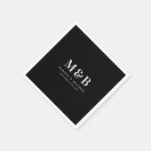 Custom Couple Wedding Monogram Initials Black Serviette (Ecke)