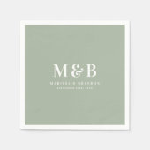 Custom Couple Wedding Monogram Initials Green Serviette (Vorderseite)