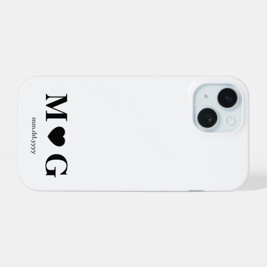 Custom Couples Monogram Heart Mark iPhone 15 Hülle (Rückseite (Horizontal))