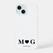 Custom Couples Monogram Heart Mark iPhone 15 Hülle (Rückseite)