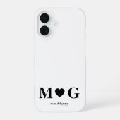 Custom Couples Monogram Heart Mark iPhone 16 Hülle (Rückseite)