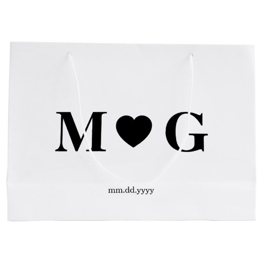 Custom Couples Monogram Large Gift Bag for Gift Große Geschenktüte (Rückseite)