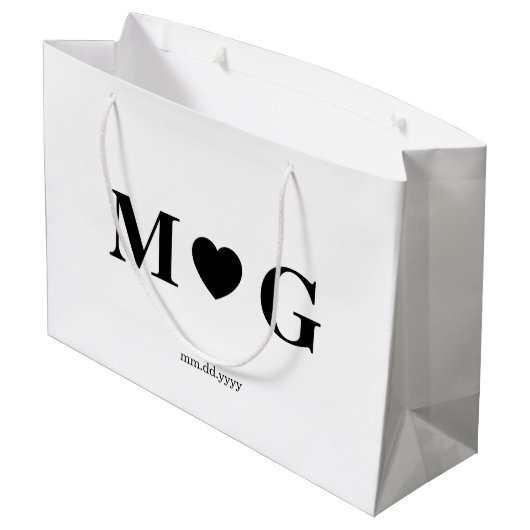Custom Couples Monogram Large Gift Bag for Gift Große Geschenktüte (Rückseite Schrägansicht)