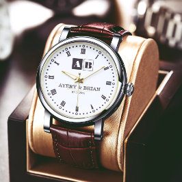 Custom Couples  Monogram Wedding  Armbanduhr