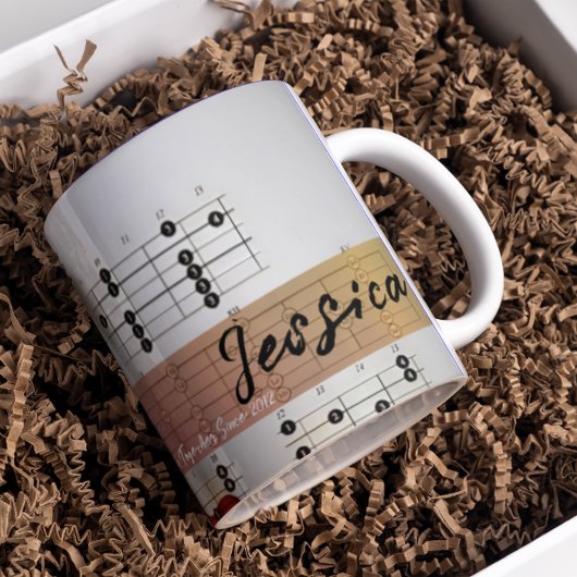 Custom Couple's Name Individuelle Name Gitarre Mus Kaffeetasse