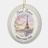 Custom Couple's Paris & Cherry Blossom Keepsake Keramik Ornament (Links)
