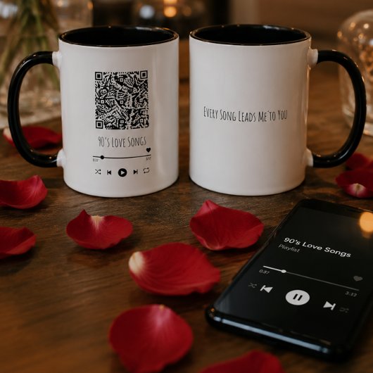 Custom Couple's QR Playlist Mug Tasse