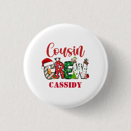 Custom Cousin Crew Weihnachts Doodle Button