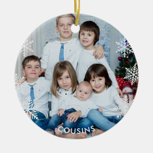 Custom Cousins Foto Weihnachten Keramik Ornament (Vorne)