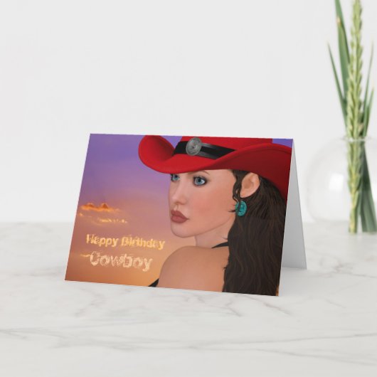 Custom Cowboy Cowgirl Birthday Card Karte (Vorderseite)