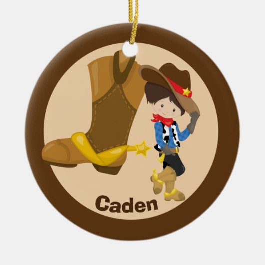 Custom Cowboy Kid Keramik Ornament (Vorne)