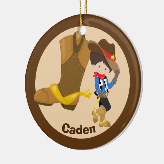 Custom Cowboy Kid Keramik Ornament (Links)