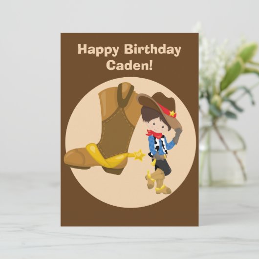 Custom Cowboy Kids Country Happy Geburtstag Karte (Stehend Vorderseite)