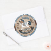 Custom Cowboy Rocking Horse Western Baby Shower Runder Aufkleber (Umschlag)