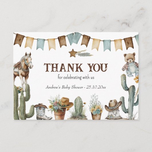 Custom Cowboy Vielen Dank Printable Card Begleitkarte (Vorderseite)