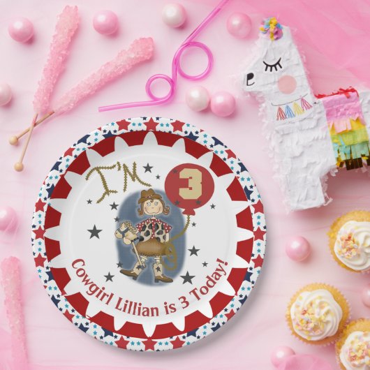 Custom Cowgirl 3rd Happy Birthday Paper Teller (Party)