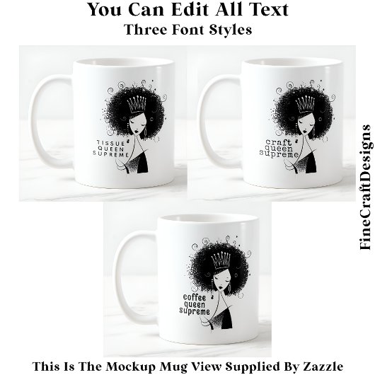 Custom Craft Queen mit Afro Quote 039 Neuheit Kaffeetasse