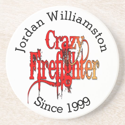 Custom Crazy Firefighter Getränkeuntersetzer (Vorne)