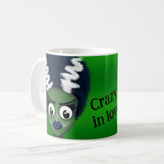 Custom Crazy in Liebe Bride Frankensteins Tasse (Vorderseite Links)