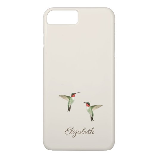 Custom Cream Beige Hummingbird Case-Mate iPhone Ca Hülle (Rückseite)
