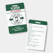Custom Create Your Own Golf Tournament Ausweis (Vorder- & Rückseite)