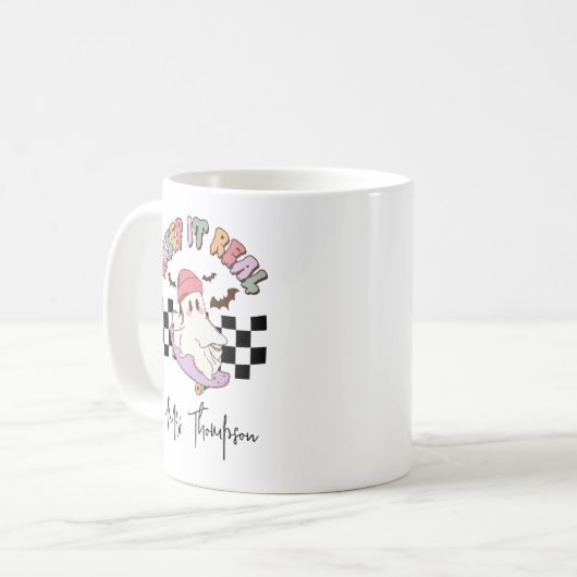 Custom Creep It Real Skateboarding Ghost Halloween Kaffeetasse (Vorderseite Links)