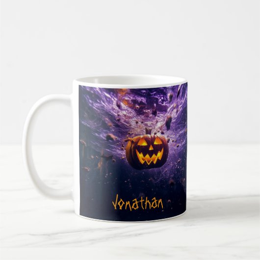 Custom Creepy Jack-o''Lantern Lila Halloween Kaffeetasse (Links)