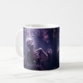 Custom Creepy Skeleton Horror Lila Halloween Kaffeetasse (Vorderseite Links)