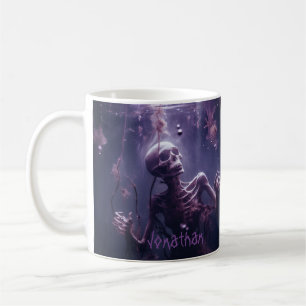 Custom Creepy Skeleton Horror Lila Halloween Kaffeetasse