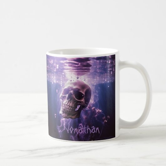 Custom Creepy Skull Horror Lila Halloween Kaffeetasse (Rechts)