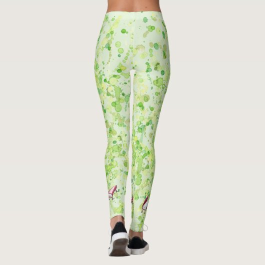 Custom Creme Lime Green Piano Buch Leggings (Rückseite)