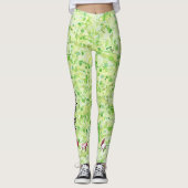 Custom Creme Lime Green Piano Buch Leggings (Vorderseite)