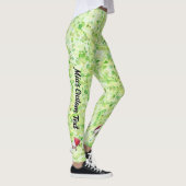Custom Creme Lime Green Piano Buch Leggings (Rechts)
