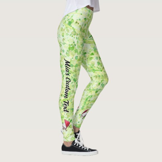 Custom Creme Lime Green Piano Buch Leggings (Rechts)