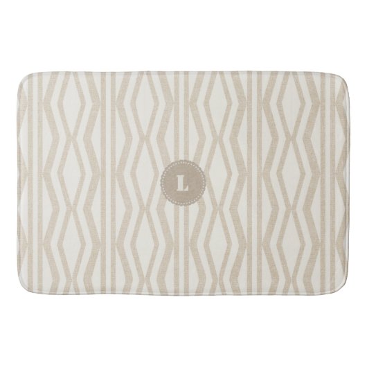 Custom Creme Linen Beige Geometric Muster Bathmat Badematte (Vorderseite)