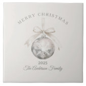 Custom Creme rustikale Ornament Weihnachtsgeschenk Fliese (Vorderseite)