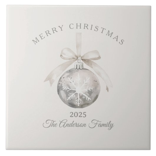 Custom Creme rustikale Ornament Weihnachtsgeschenk Fliese (Vorderseite)