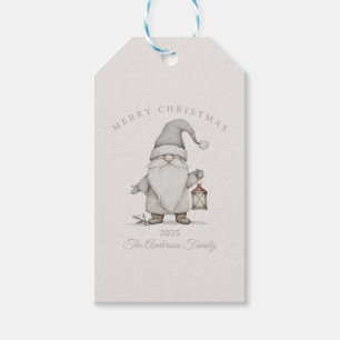 Custom Creme Silver Senior Gnome Weihnachtsgeschen Geschenkanhänger