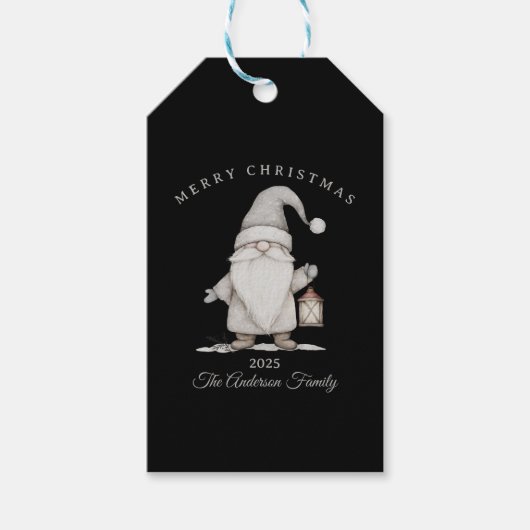 Custom Creme Weiß Gnome Weihnachtsgeschenk Geschenkanhänger (Vorderseite)