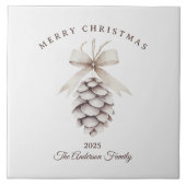 Custom Creme weiß pineca Weihnachtsgeschenk Fliese (Vorderseite)