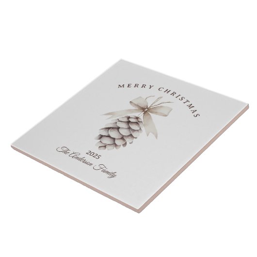 Custom Creme weiß pineca Weihnachtsgeschenk Fliese (Seite)