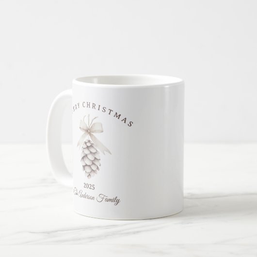 Custom Creme weiß pineca Weihnachtsgeschenk Kaffeetasse (Vorderseite Links)