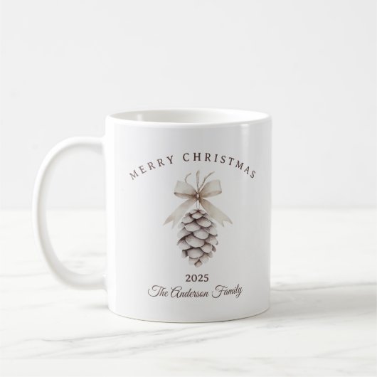 Custom Creme weiß pineca Weihnachtsgeschenk Kaffeetasse (Links)