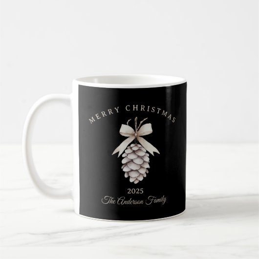 Custom Creme weiß pineca Weihnachtsgeschenk Kaffeetasse (Links)